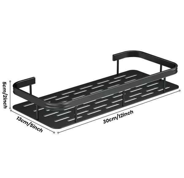 Black_Aluminum_Wall_Mounted_Bathroom_Storage_Shelf_Set