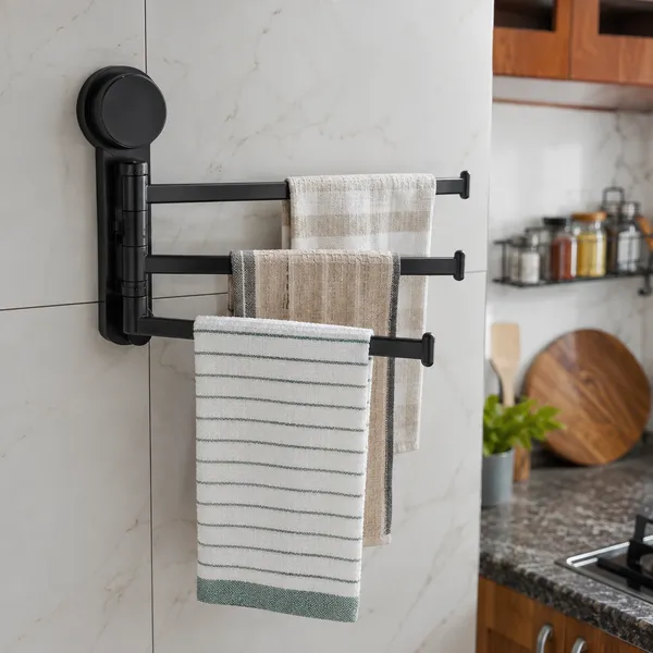Koshva_3-in-1_Rotating_Towel_Holder_|_Self-Adhesive_Wall_Mounted_Towel_Rack_|_180°_Rotatable_Kitchen_&_Bathroom_Towel_Hanger_|_No_Drill,_Strong_Suction,_Rustproof_Organizer_(Black)