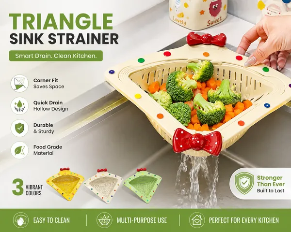 Koshva_Triangle_Corner_Sink_Strainer_Basket_|_Kitchen_Sink_Drain_Basket_for_Fruits_&_Vegetables_|_Food_Grade_PP_Drain_Rack_|_Space_Saving_Corner_Colander_|_Multipurpose_Kitchen_Strainer_(Cream)