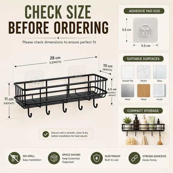 Pack_of_2_Self-Adhesive_Multipurpose_Bathroom_Rack,_Bathroom_Shelf_Organizer,_Wall_Mounted_Shelf,Bathroom_Accessories_Set_for_Home,Bathroom_Shelves_(Black)