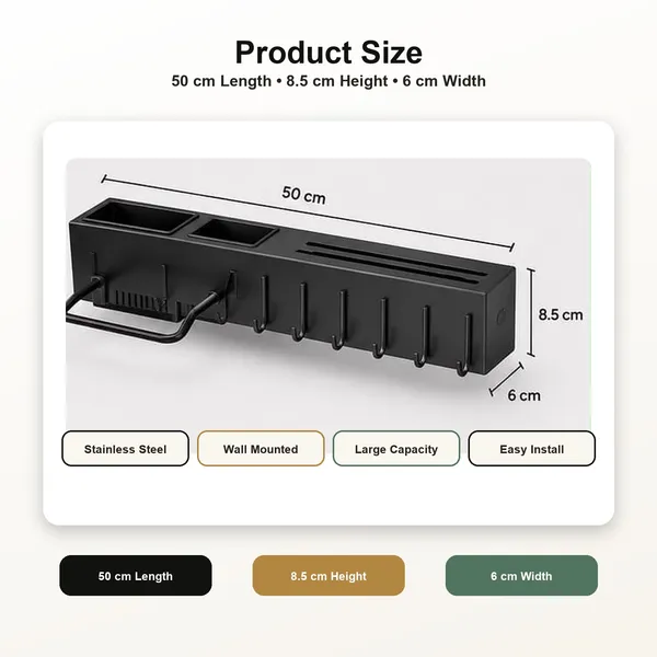Wall_Mounted_Stainless_Steel_Kitchen_Organiser,_Kitchen_Utensil_Holder_with_Knife_Slots,_Strong_Hooks,_Towel_Bar,_Spoon_Fork_Chopstick_Storage_Rack,_Space_Saving_Kitchen_Organizer
