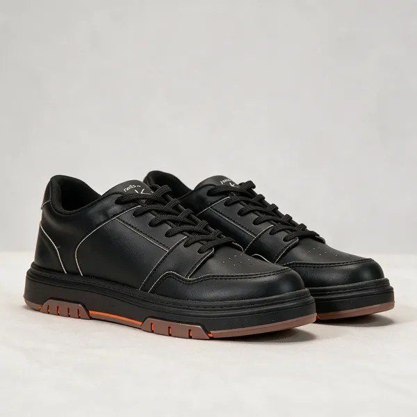 Black_Leather_Look_Lace-Up_Casual_Shoes_For_Men
