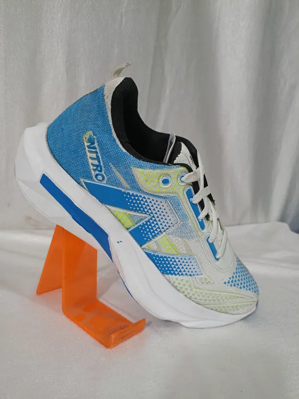 White_And_Blue_Mesh_Lace-Up_Sports_Shoes_For_Unisex
