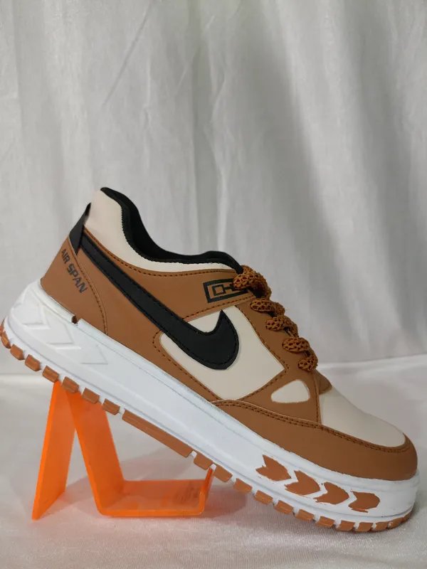 Brown_And_Cream_Lace-Up_Sneakers_For_Unisex