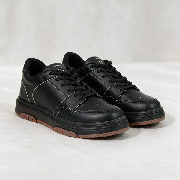 Black_Synthetic_Leather_Casual_Lace_Up_Shoes_For_Men