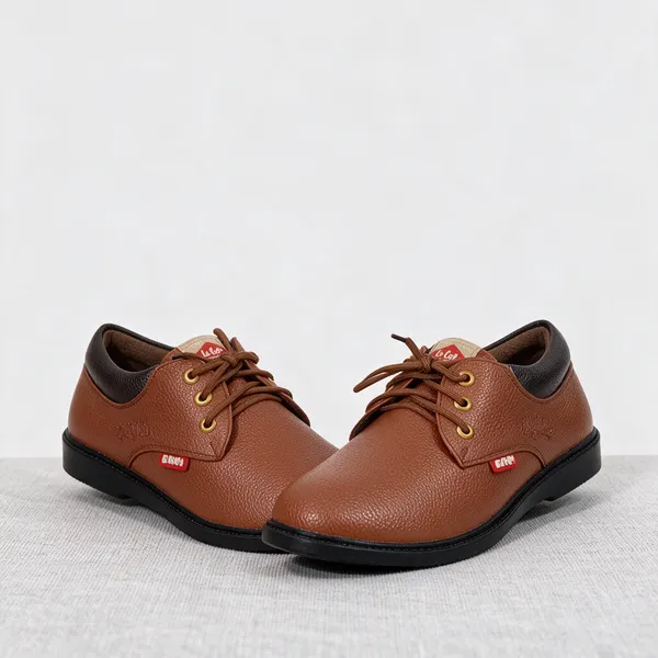 Brown_Textured_Lace-Up_Casual_Shoes_For_Men
