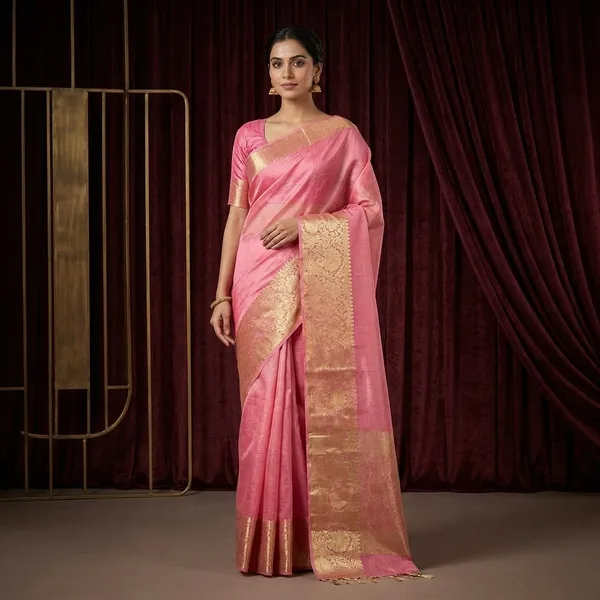 Barbie_pink_checks_cotton_Kota_saree