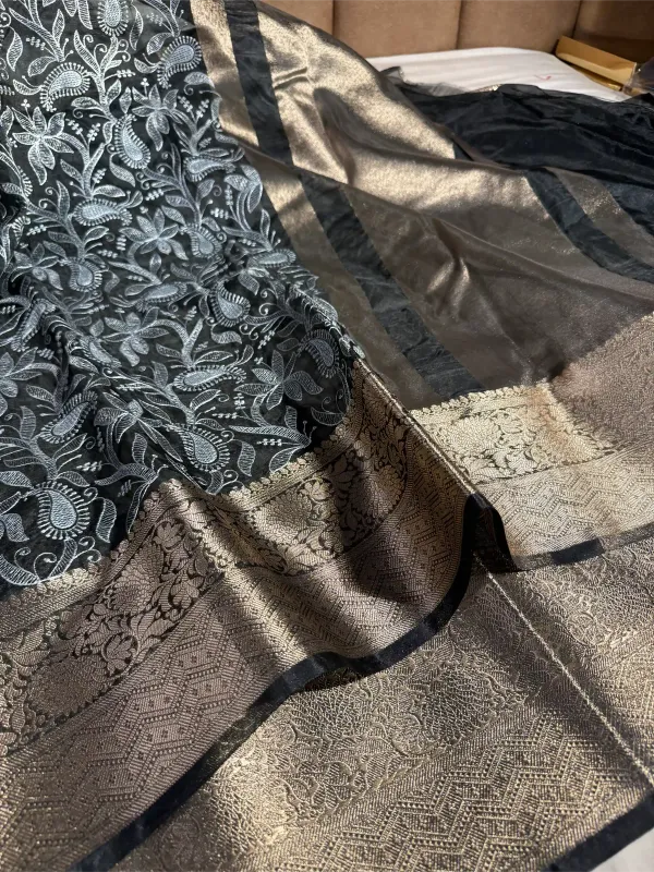 Black_Organza_Silk_Chikankari_Work_Banarasi_Saree
