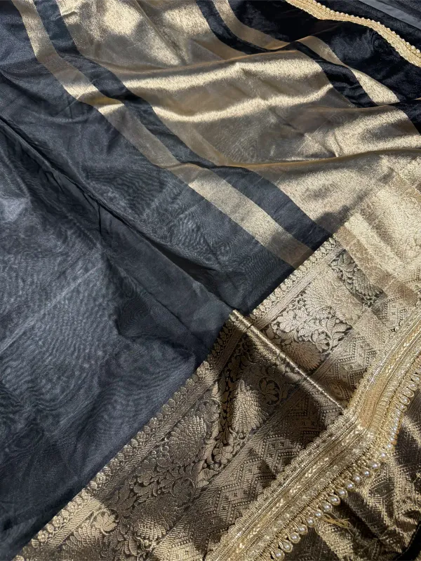 Black_Tissue_Silk_Designer_Lace_Attached_Banarasi_Saree