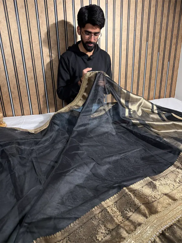 Black_Tissue_Silk_Designer_Lace_Attached_Banarasi_Saree
