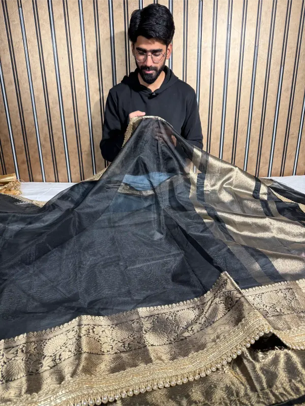 Black_Tissue_Silk_Designer_Lace_Attached_Banarasi_Saree