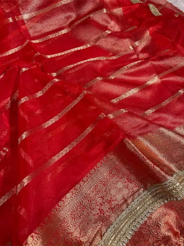 Bridal_Red_Kora_Organza_Silk_Heavy_Lace_Work_Banarasi_Saree