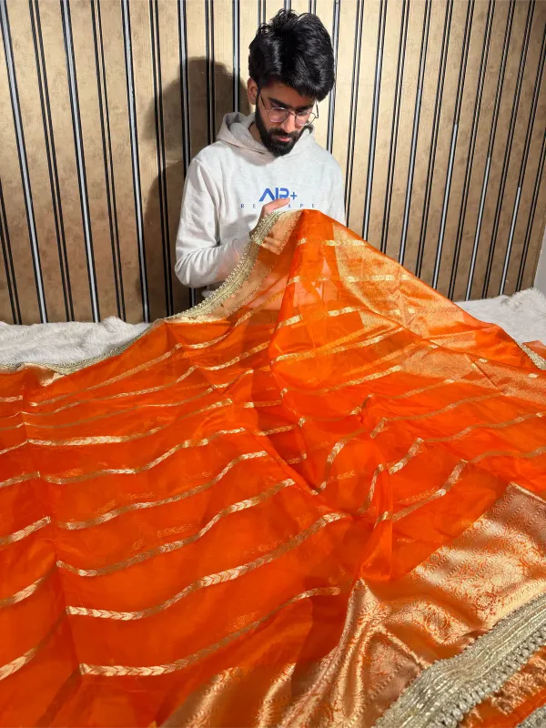 Bright_Orange_Kora_Organza_Silk_Heavy_Lace_Work_Banarasi_Saree