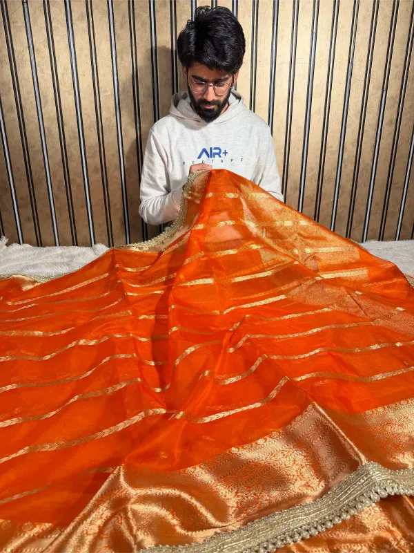 Bright_Orange_Kora_Organza_Silk_Heavy_Lace_Work_Banarasi_Saree