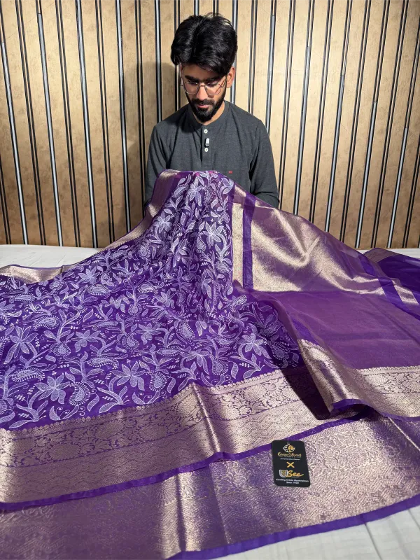 Bright_Purple_Kora_Organza_Chikankari_Embroidered_Banarasi_Saree