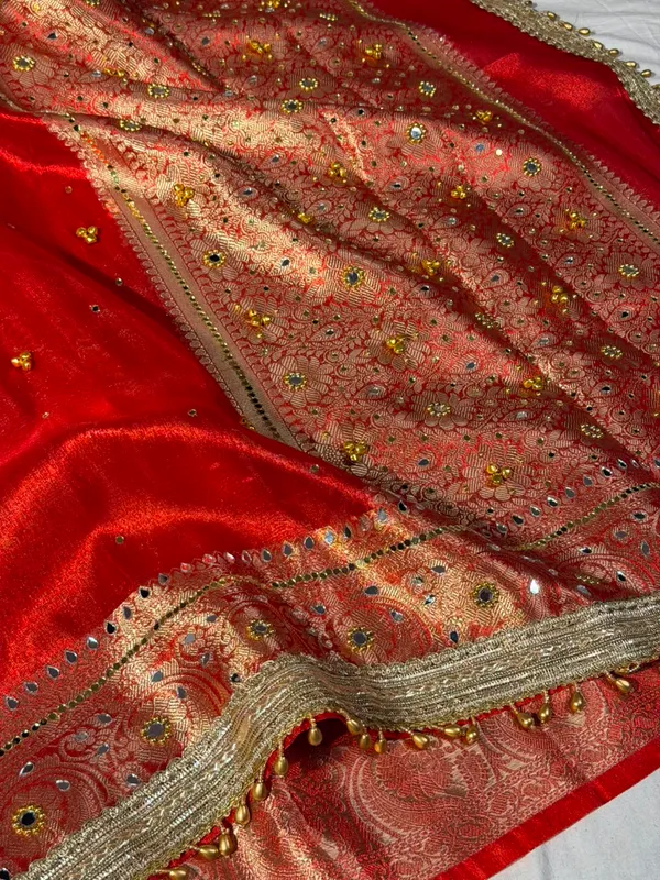 Carmine_Red_Kora_Tissue_Viral_Ghungroo_Saree_