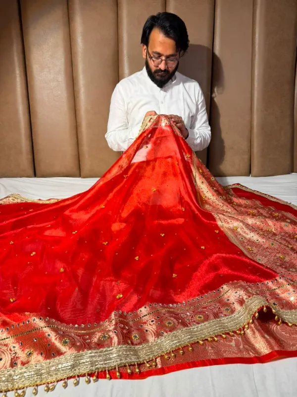 Carmine_Red_Kora_Tissue_Viral_Ghungroo_Saree_