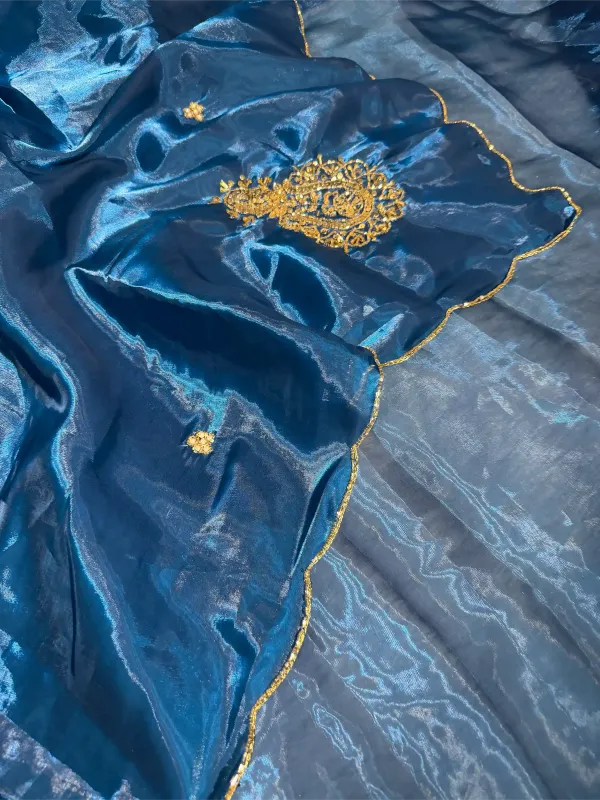 Cobalt_Blue_Shimmery_Tissue_Silk_Handwork_Saree