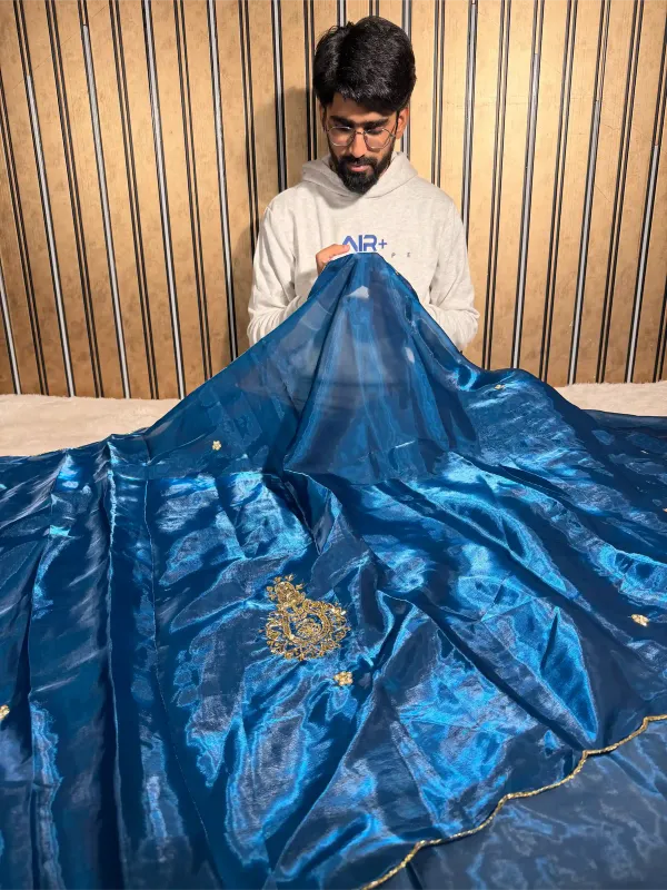 Cobalt_Blue_Shimmery_Tissue_Silk_Handwork_Saree
