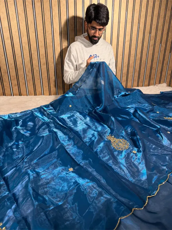 Cobalt_Blue_Shimmery_Tissue_Silk_Handwork_Saree