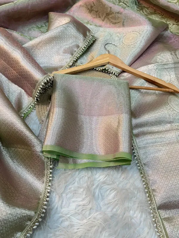 Neon_Green_Dual_Shaded_Glass_Tissue_Silk_Moti_Lace_Designer_Banarasi_Saree