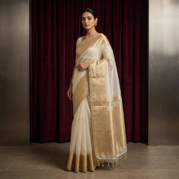 Light_Ivory_Cream_Kora_Organza_Designer_Lace_Attached_Banarasi_Saree