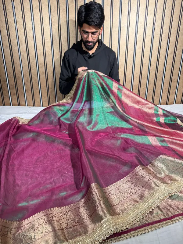 Dhoop_Chaon_Green_Tissue_Silk_Designer_Lace_Attached_Banarasi_Saree