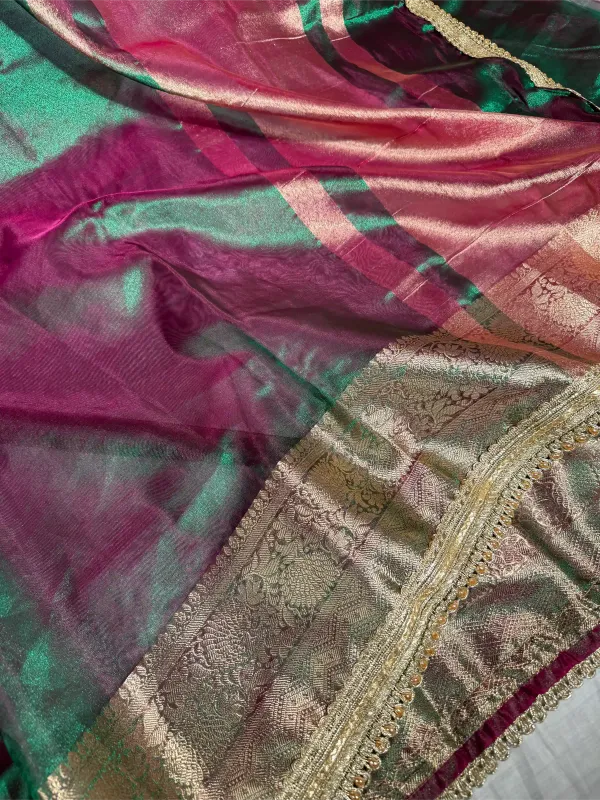 Dhoop_Chaon_Green_Tissue_Silk_Designer_Lace_Attached_Banarasi_Saree