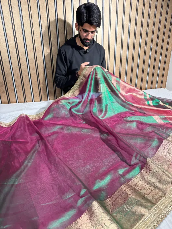 Dhoop_Chaon_Green_Tissue_Silk_Designer_Lace_Attached_Banarasi_Saree