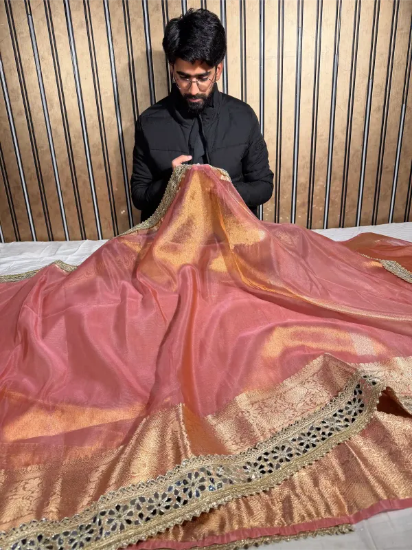 Dhoop_Chaon_Peach_Tissue_Silk_Mirror_Work_Banarasi_Saree