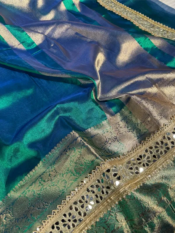 Eccentric_Peacock_Tissue_Silk_Mirror_Work_Banarasi_Saree
