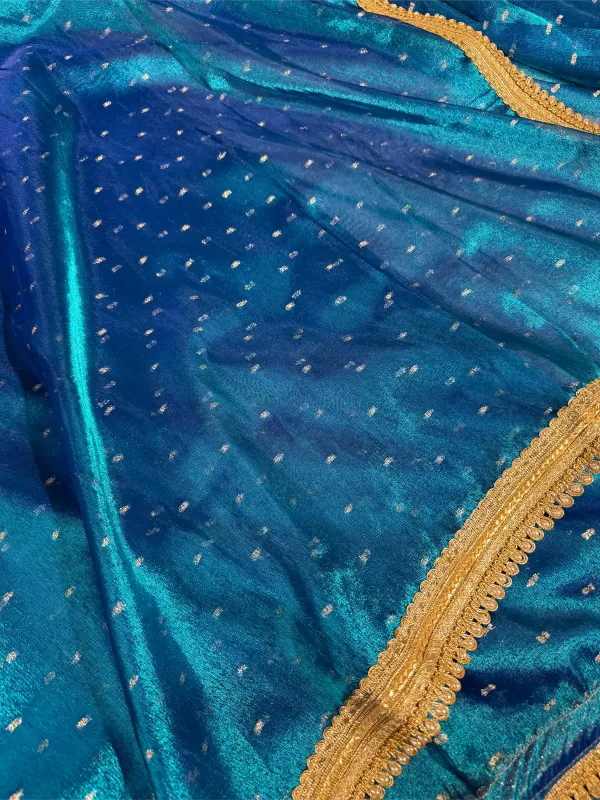 Firozi_Blue_Tissue_Silk_Designer_Lace_Work_Banarasi_Saree