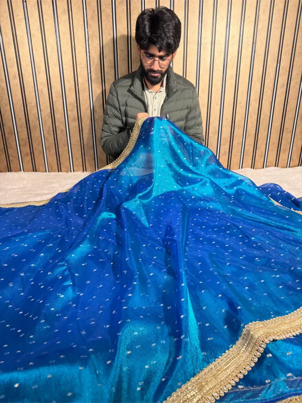 Firozi_Blue_Tissue_Silk_Designer_Lace_Work_Banarasi_Saree
