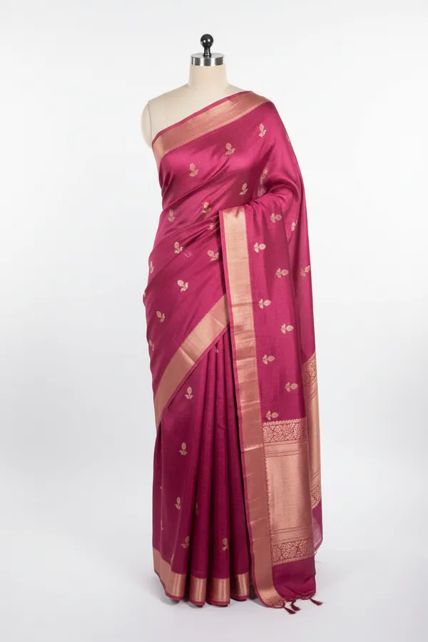 Raspberry_Rose_Extremely_Soft_Georgette_Silk_Banarasi_Saree