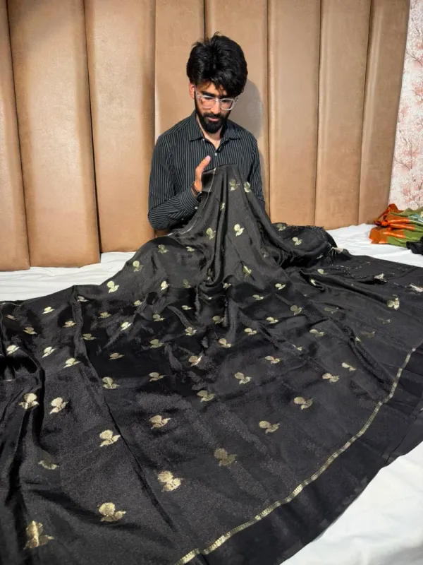 Jet_Black_Shade_Viscose_Georgette_Banarasi_Saree