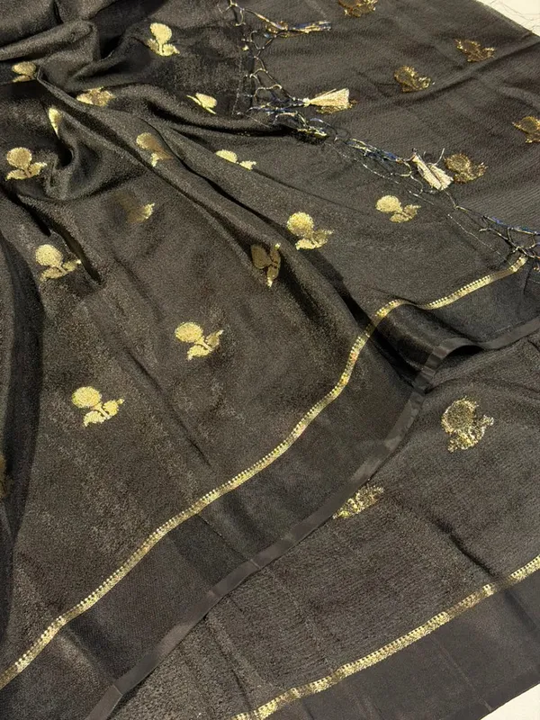 Jet_Black_Shade_Viscose_Georgette_Banarasi_Saree