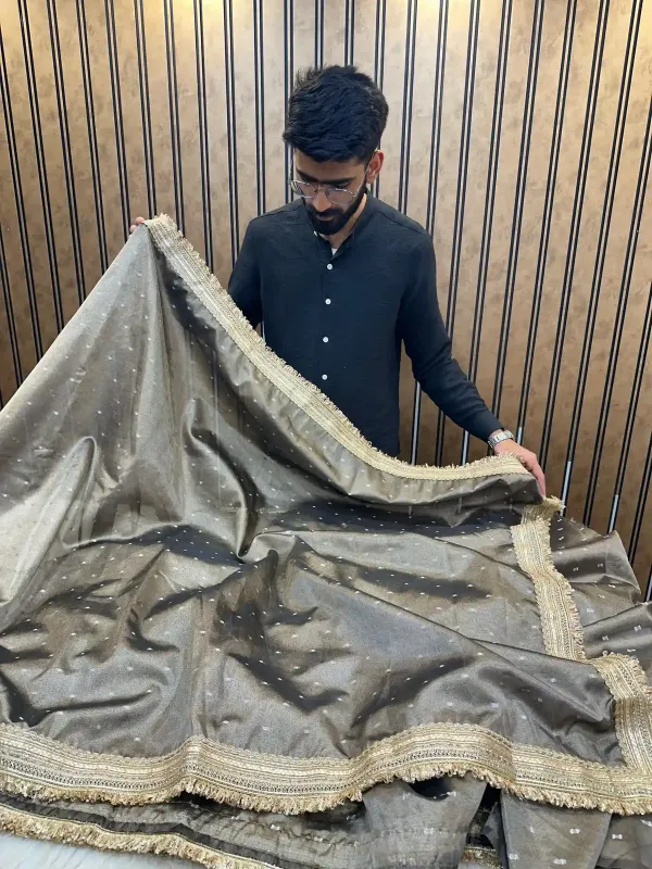Light_Brown_Tissue_Silk_Zari_Buti_Gota_Lace_Work_Banarasi_Saree