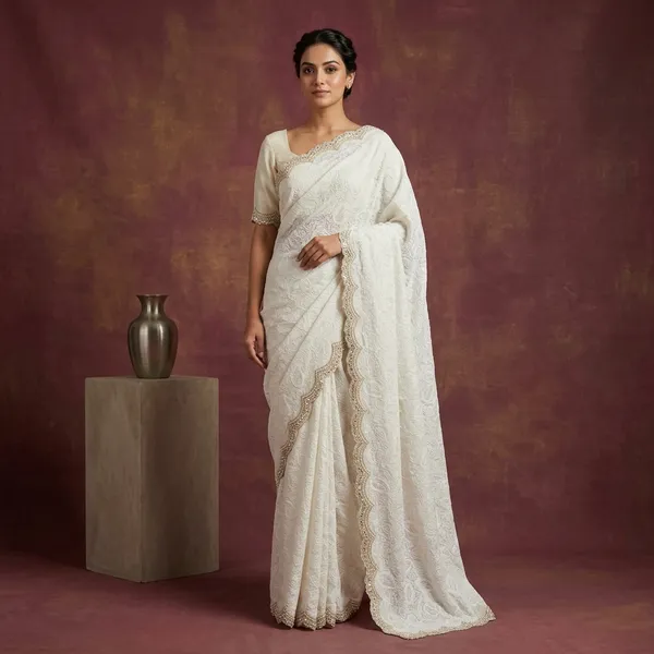 Ivory_Cream_Pure_Mul_Chanderi_Chikankari_Embroidery_Designer_Saree