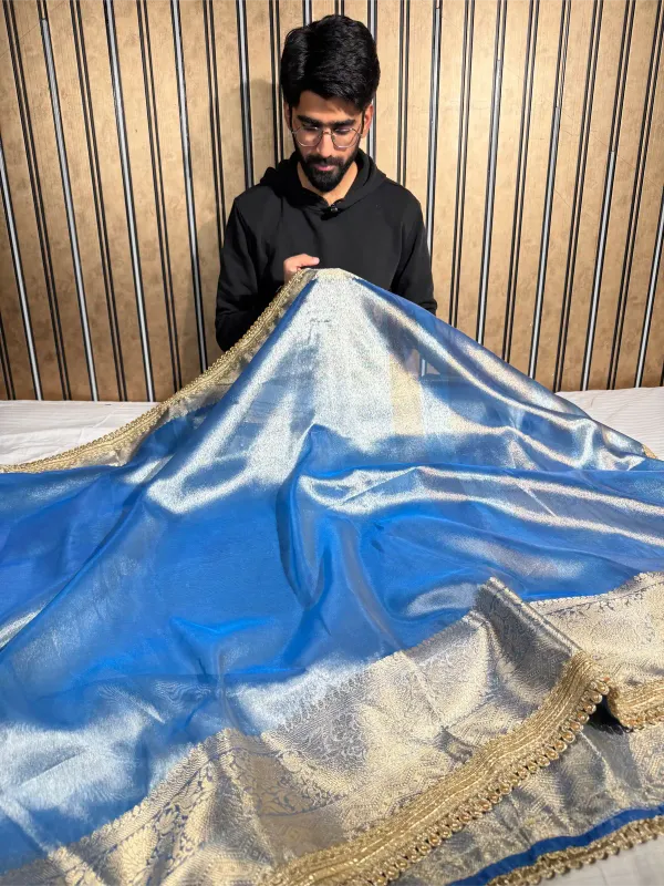 Metallic_Blue_Tissue_Silk_Designer_Lace_Attached_Banarasi_Saree