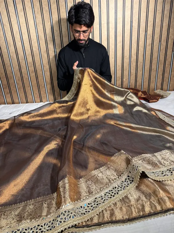 Metallic_Brown_Tissue_Silk_Mirror_Work_Banarasi_Saree
