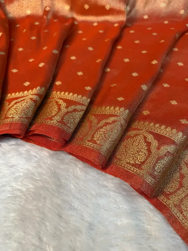 Metallic_Orange_Tissue_Silk_Traditional_Buta_Banarasi_Saree