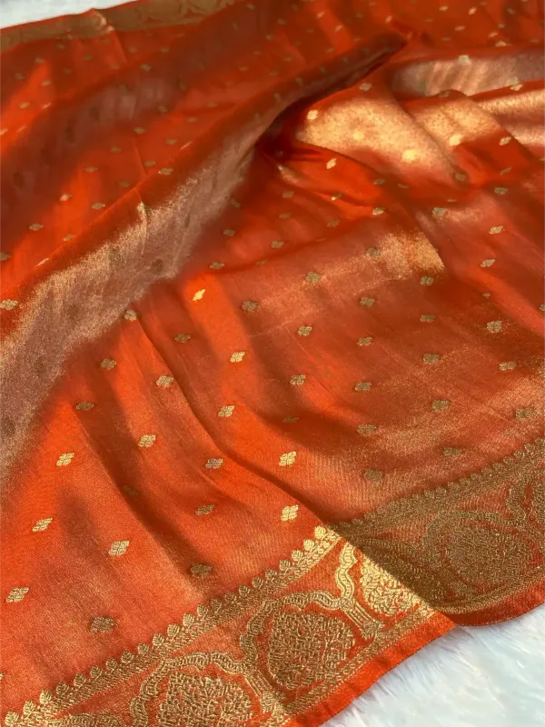Metallic_Orange_Tissue_Silk_Traditional_Buta_Banarasi_Saree