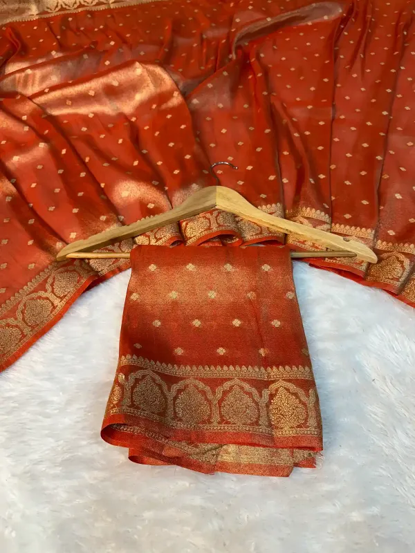 Metallic_Orange_Tissue_Silk_Traditional_Buta_Banarasi_Saree