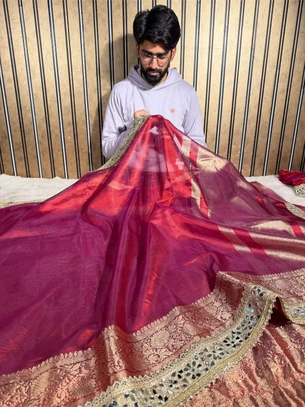 Metallic_Red_Bridal_Tissue_Silk_Mirror_Work_Banarasi_Saree
