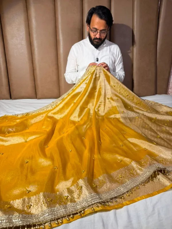 Metallic_Yellow_Kora_Tissue_Viral_Ghungroo_Saree_