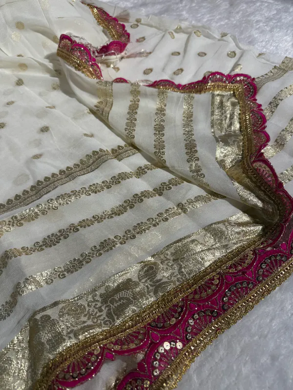 Off_White_Viscose_Georgette_Designer_Lace_Work_Banarasi_Saree