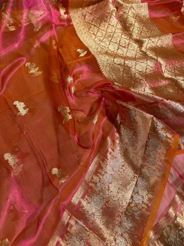 Dual_Shaded_Rani_Orange_100%_Pure_Tissue_Silk_Jacquard_Weave_Banarasi_Saree