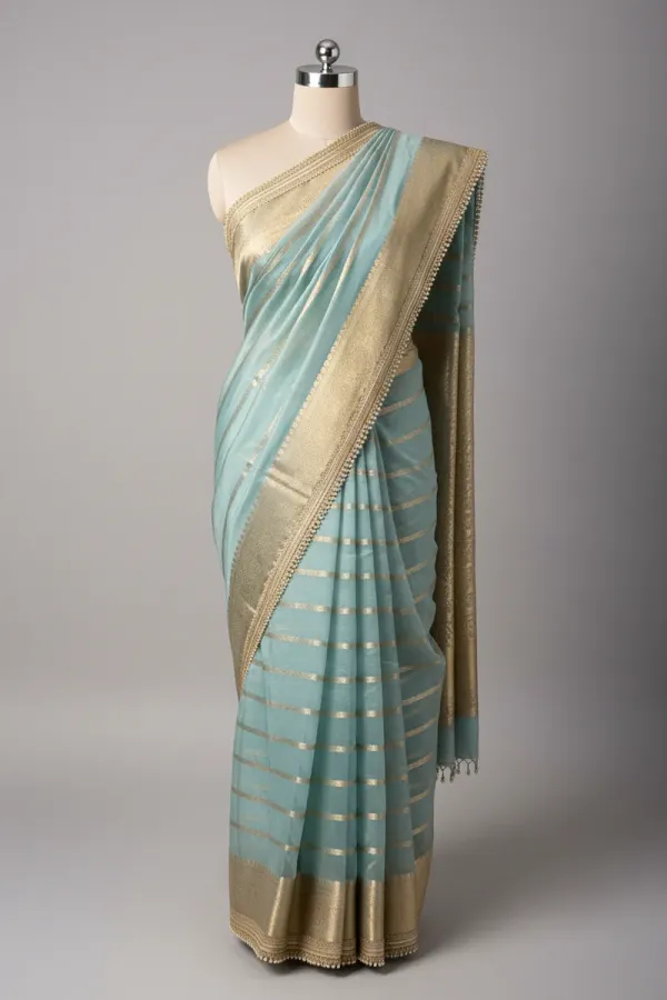 Pastel_Sea_Blue_Kora_Organza_Silk_Lace_Attached_Banarasi_Saree