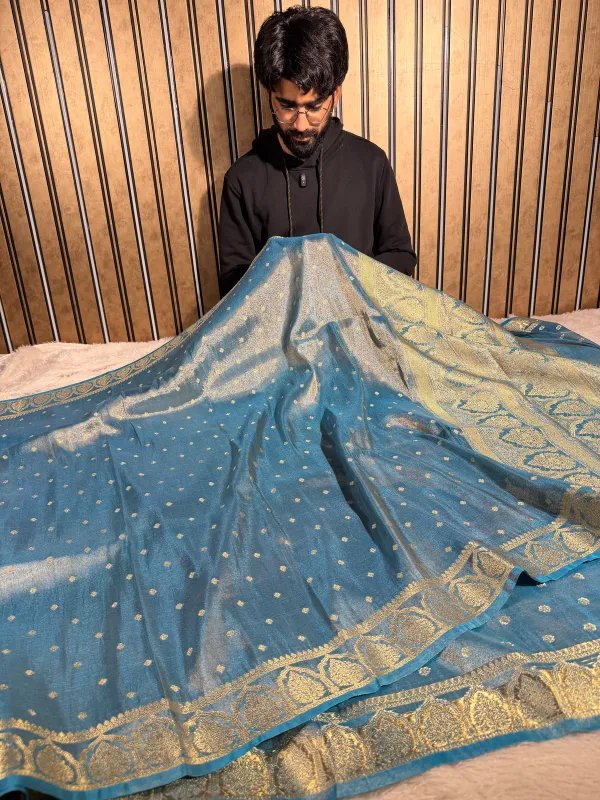 Powder_Blue_Breathable_Soft_Tissue_Silk_Saree