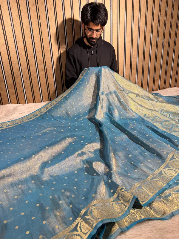 Powder_Blue_Breathable_Soft_Tissue_Silk_Saree